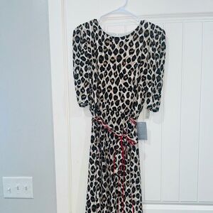 Eliza J Animal Print Long Sleeve Dress
